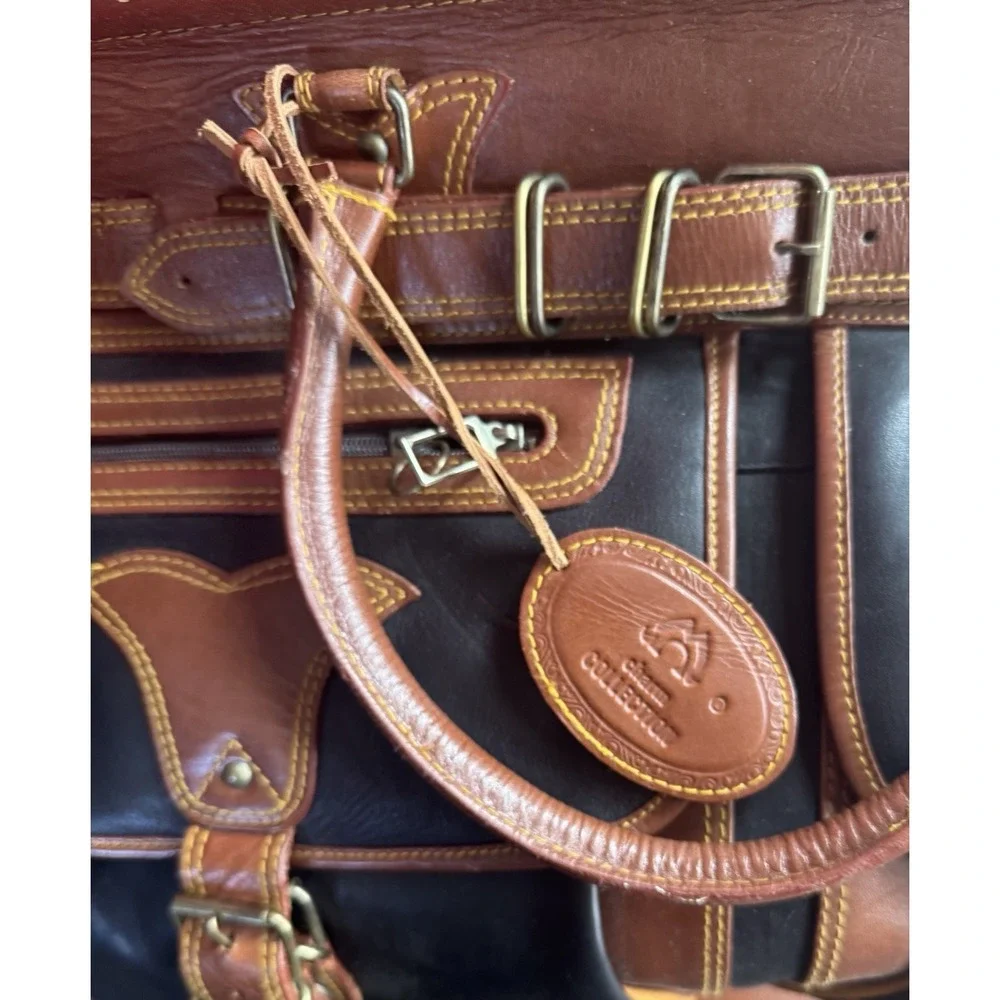 Charm Collection Large‎ Leather Suitcase Tote Bag Shoulder Straps  (26